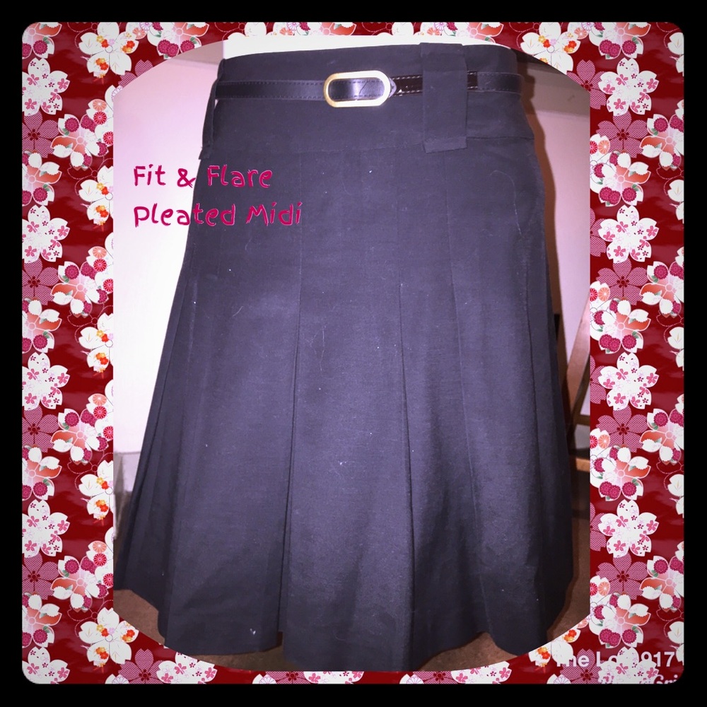 🎶Ann Taylor Fit & Flare Pleated Midi Skirt🎶